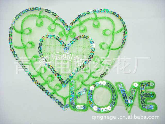 批发采购鞋辅件-双蝴蝶动物亮片绣 补衣贴 绣花