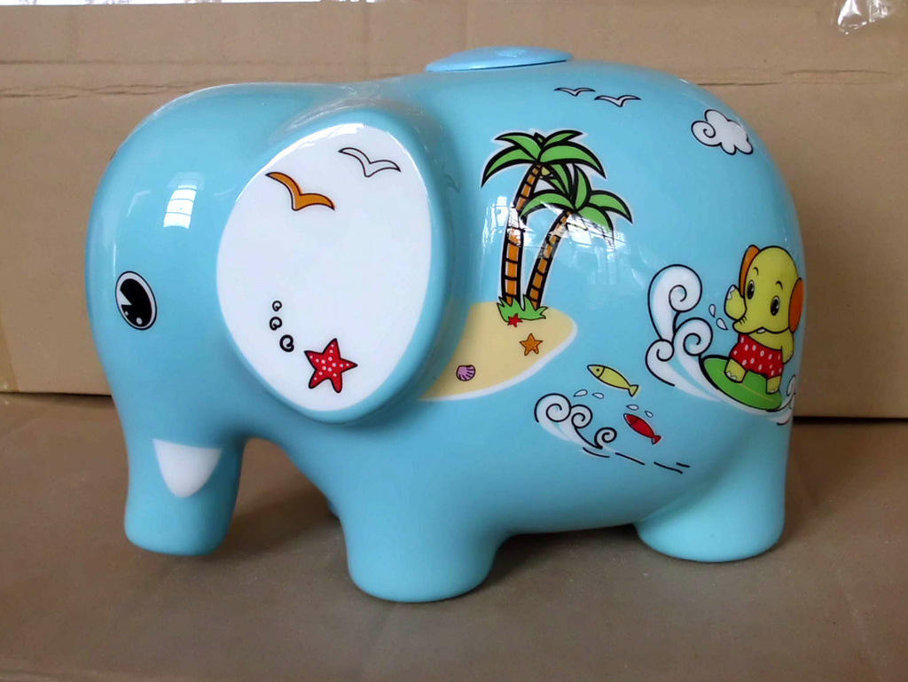 【厂家批发 精美卡通滴胶 大象 (发声 音乐 储钱罐