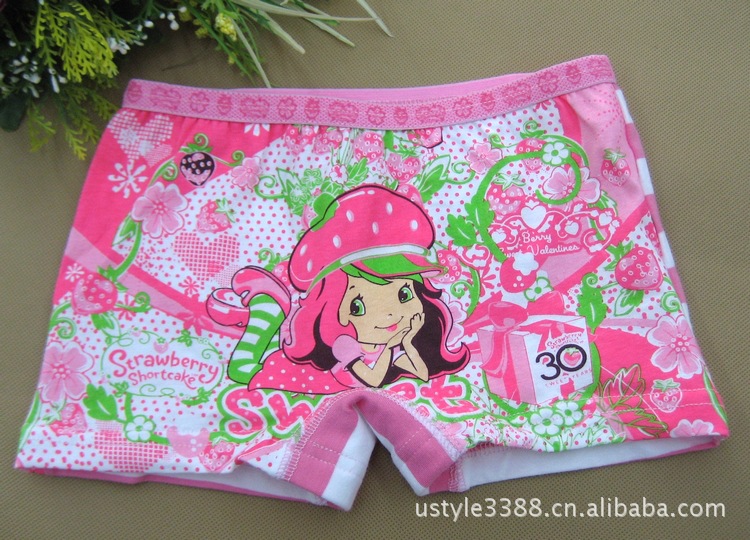【草莓<em>女孩</em> 批发外贸女童纯棉<em>卡通平角内裤</em> 迪