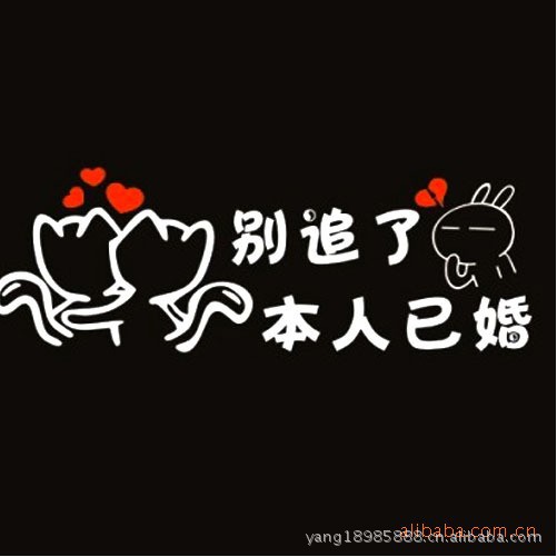 E9052专业供应卡通车贴车身贴雷人标语:别追