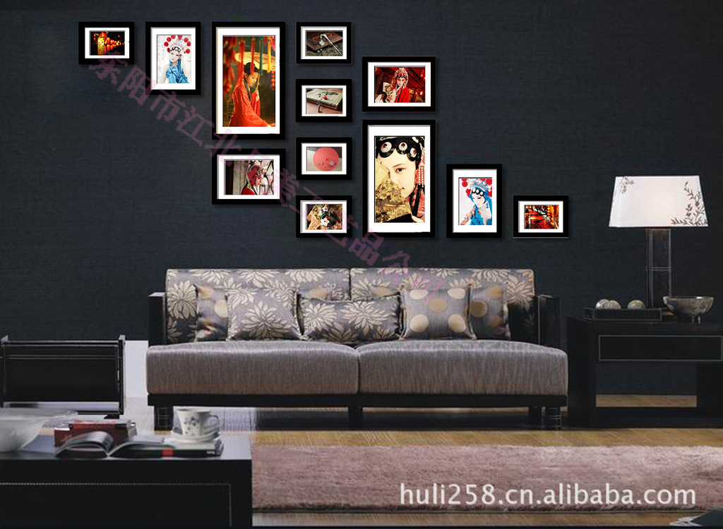 典雅简约 唯美5框实木<em>照片墙</em> <em>照片墙批发</em> 简单