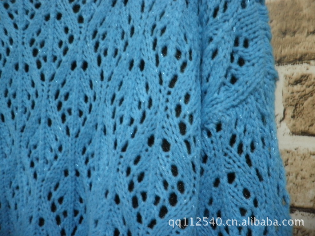 春款韩版镂空钩花<em>圆领</em>亮丝<em>彩线</em>混纺<em>毛衣</em>女 宽