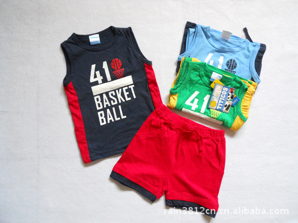 【外贸原单 小童背心<em>短裤套装</em> 男童2<em>件套</em>6M-2