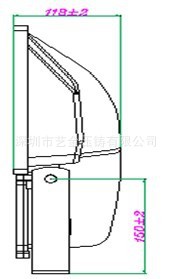 80W泛光灯铝合金外壳侧面图纸