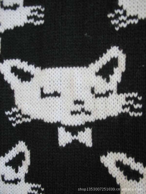 【外贸日单针织<em>织毛衣</em>小猫<em>图案</em>中长款<em>外套</em>】价