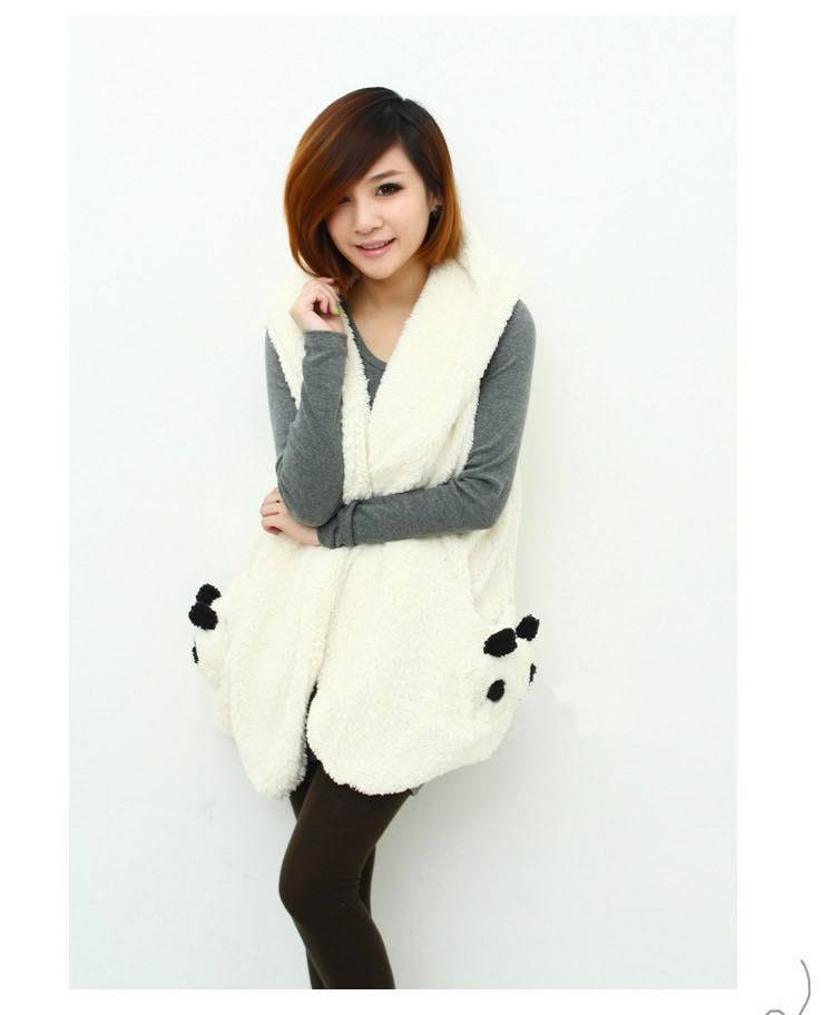 6650韩版 日系秋冬<em>女装</em> 羊羔绒 休闲时尚熊猫马