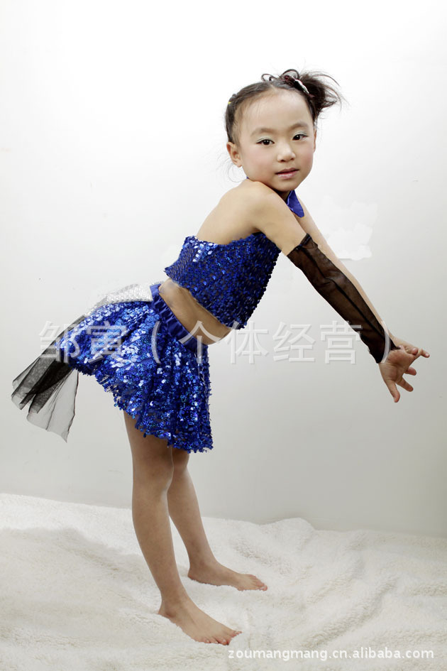 批发闪亮<em>女孩现代舞蹈</em>服装 亮片演出服饰 爵士