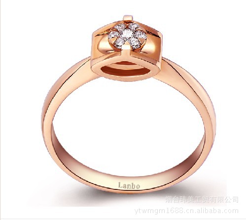 【玮美正品18K玫瑰金<em>钻石女戒指</em>结婚求婚戒指