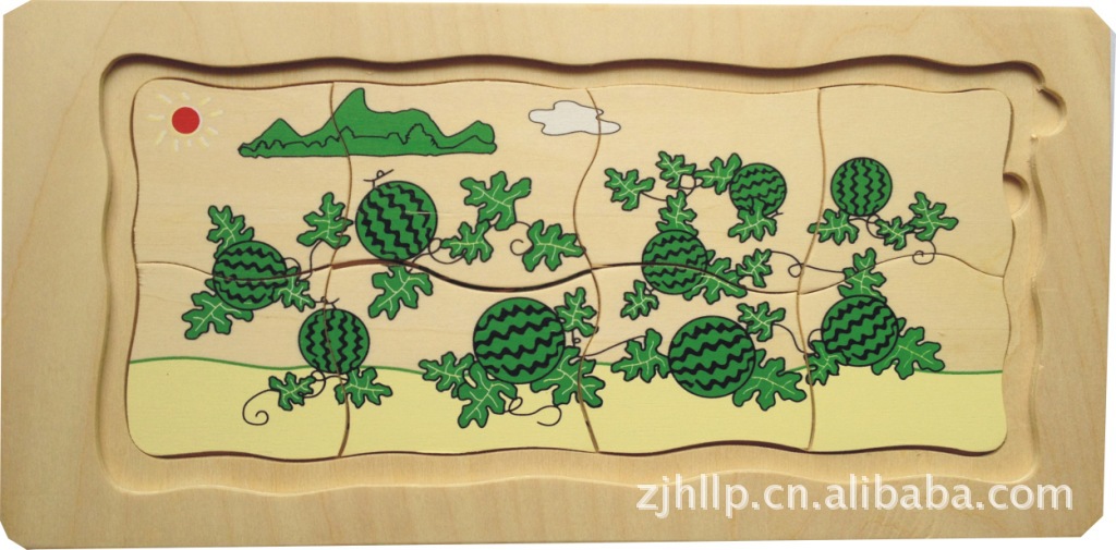 西瓜图中图成长经过木制拼图儿童玩具益智玩具