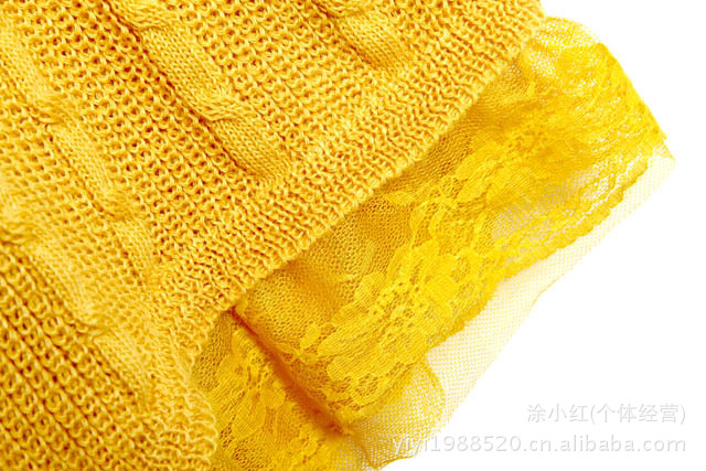 【8675#韩版宽松百搭蕾丝长款<em>毛衣针</em>织女外套