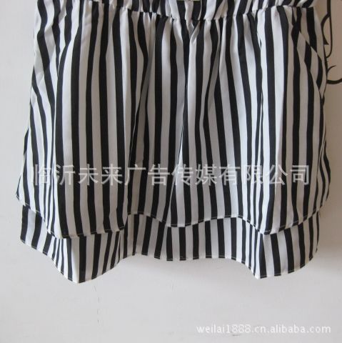 2012新款夏装 修身显瘦短袖圆领雪纺衫 格子竖
