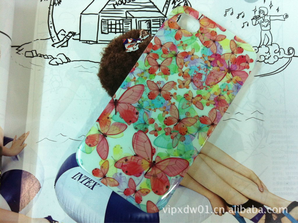 最新韩国闪魔 苹果iPhone4 4s 外壳 蝴蝶花保护