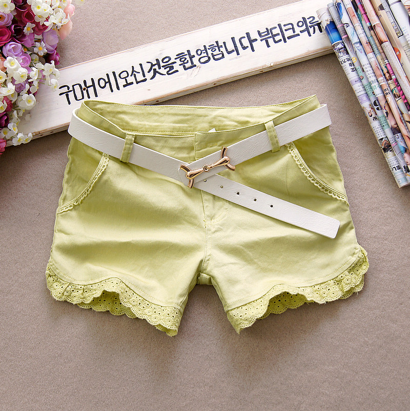【Y8912#2012新款纯色花边<em>短裤</em>热裤 夏装女式