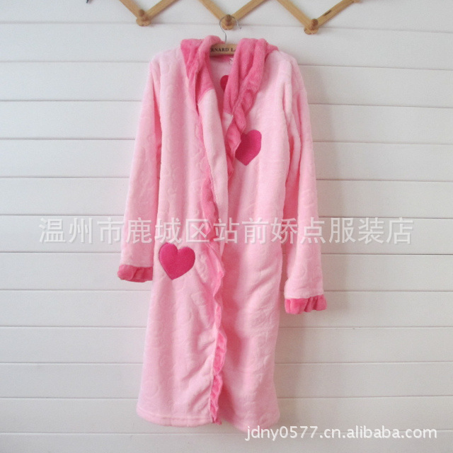 【韩版日系<em>睡袍</em> <em>女</em> 袍式家居服大嘴猴法兰绒加