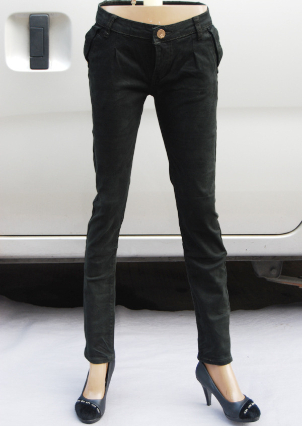 8509春装新款<em>女裤 流行色</em>军绿显瘦女式小脚牛