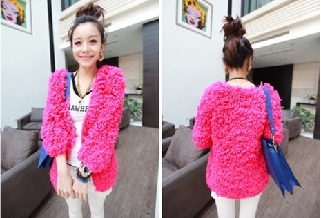 【2012秋冬韩版纯<em>手工</em>毛绒<em>毛线编织</em>毛衣 可爱