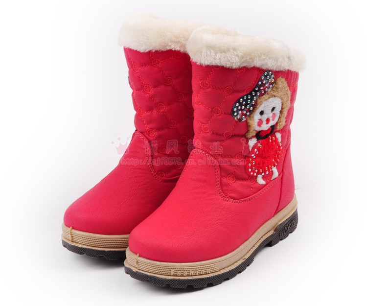 冬季新款儿童雪地靴女童棉鞋 pu皮面 舒适保暖