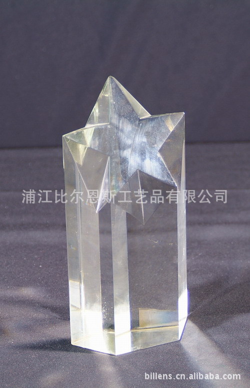 双色水晶块/激光内雕/水晶工艺品/3d内雕水晶玻璃奖杯纪念牌