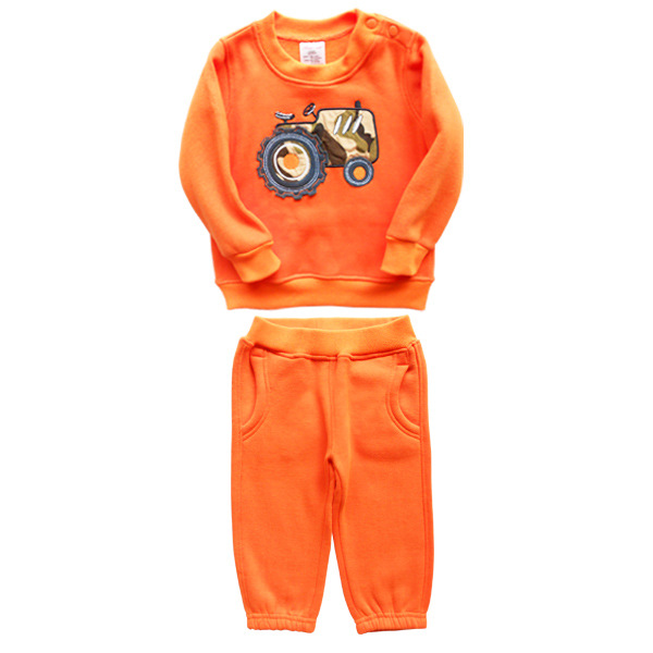 男童橙色卫衣棉长袖套装 童新品 外贸童装批发