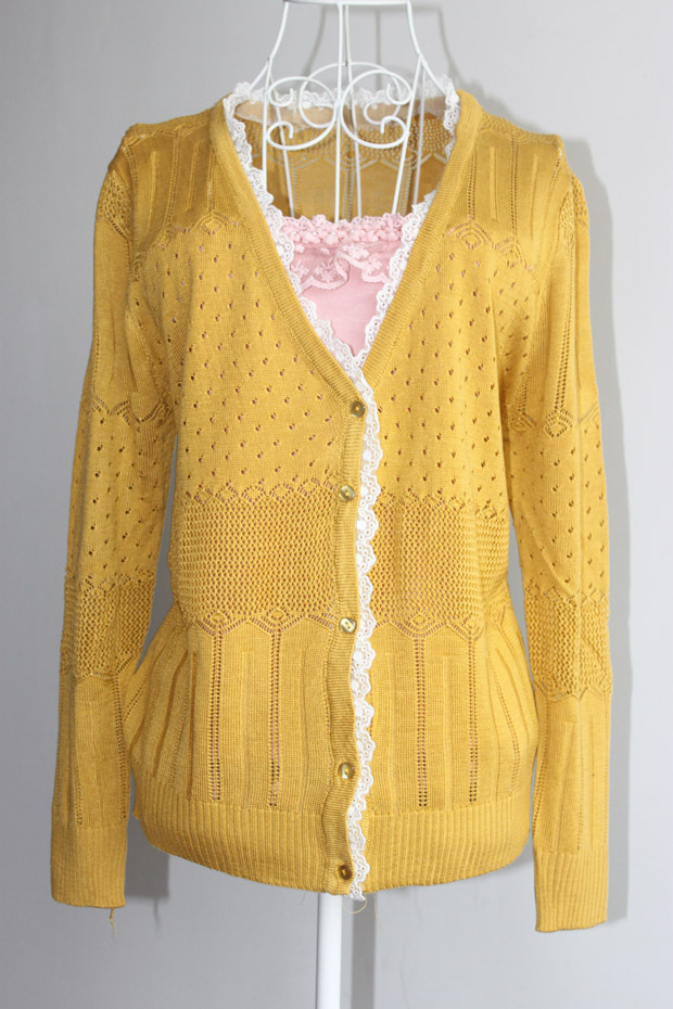 2012 新秋<em>款</em> 手钩花边 针织<em>开衫</em> 外套 6色入 棉