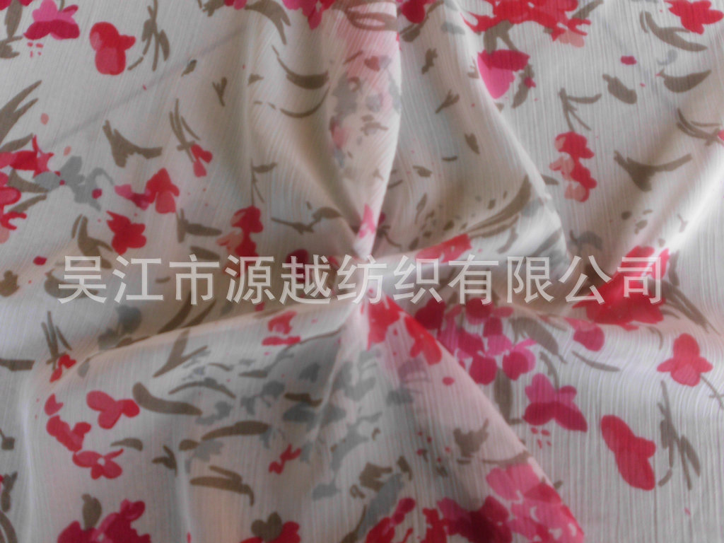 【50D、长丝、印花顺纡绉,<em>夏季</em>流行<em>裙装面料</em>