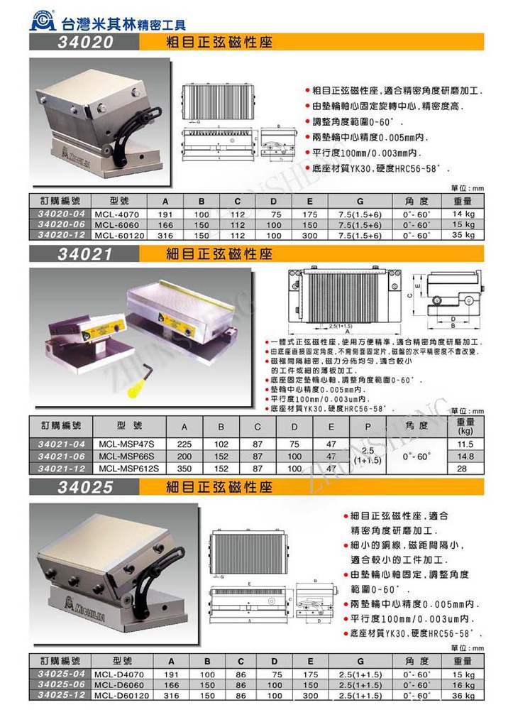 34020-34025细目正弦磁性座