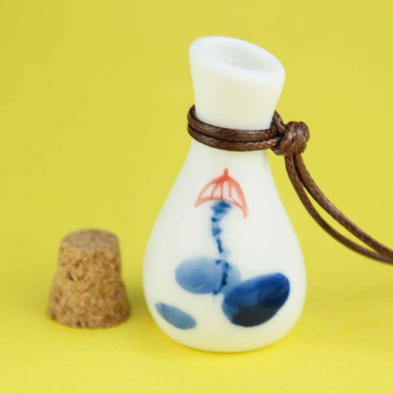 XSP0006 香水瓶 项链 精油瓶 吊坠 陶瓷饰品 首