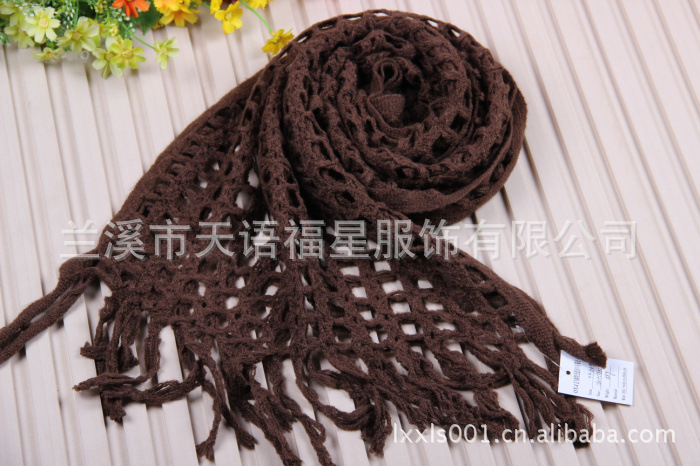 围巾工厂批发 新款韩版 针织围巾 镂空玉米针 免