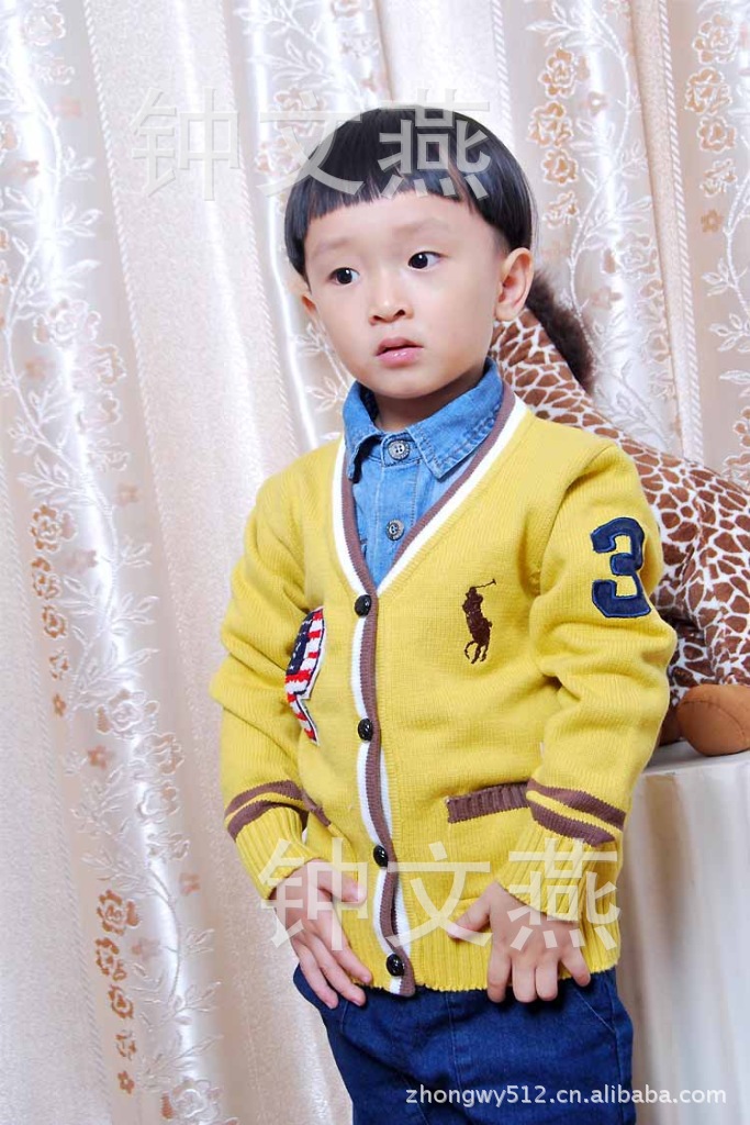 童装批发 毛巾绣POLO男童毛线<em>开衫 童外套</em>毛