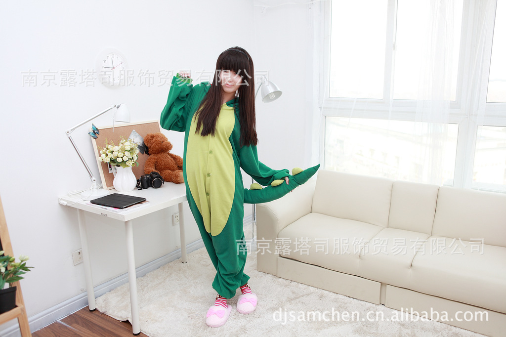 【恐龙 摇粒绒卡通<em>连体睡衣</em>\成人情侣装家居服