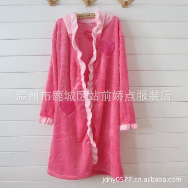 【韩版日系<em>睡袍</em> <em>女</em> 袍式家居服大嘴猴法兰绒加