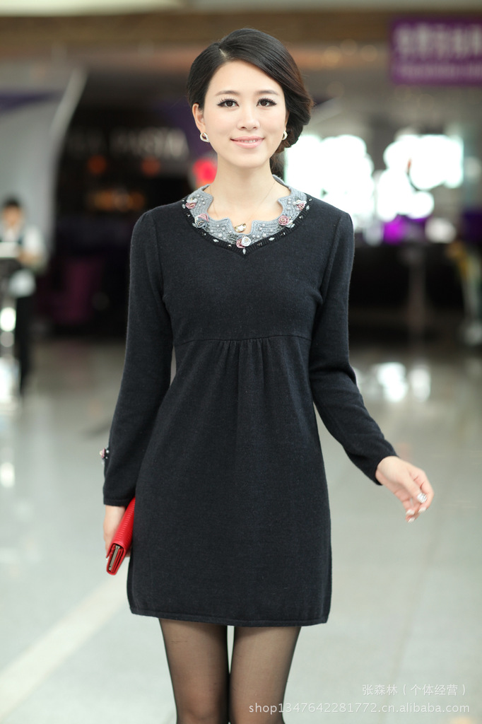 【<em>秋冬款</em>女<em>毛衣</em> <em>毛衣外套 女</em>士毛衣连衣裙中长