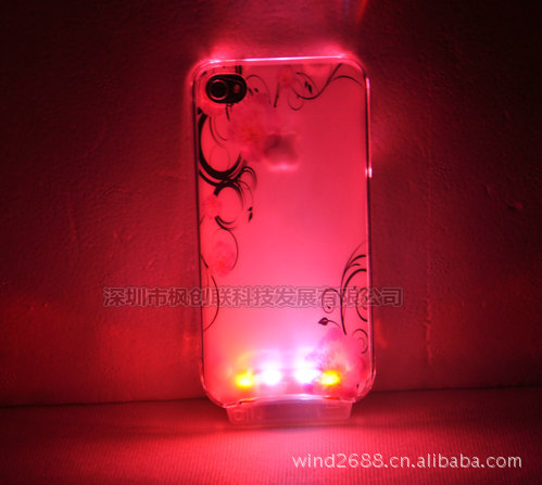 LED发光外壳 iPhone4 4S七彩水晶闪烁保护外