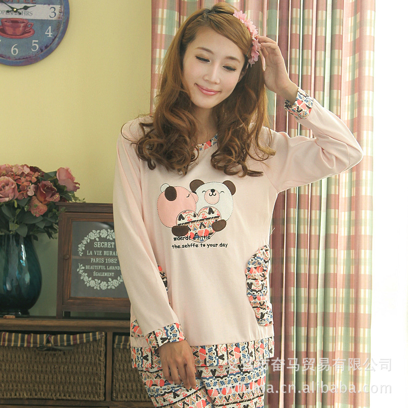 秋冬新品 <em>品牌睡衣</em> 针织棉女士<em>睡衣</em>套家居服 异