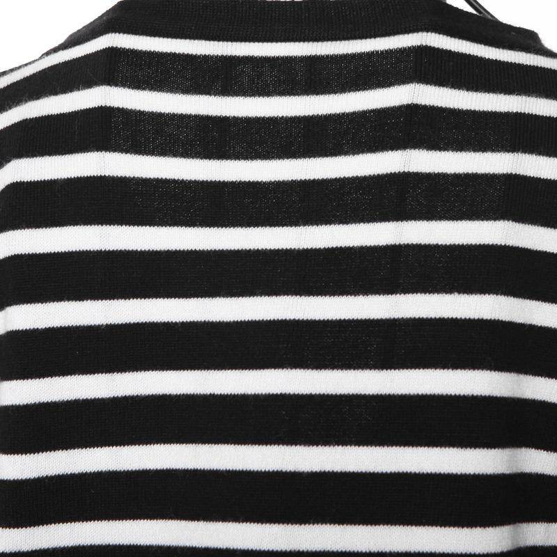 一件代发2012秋冬女装海军风黑白条纹针织衫