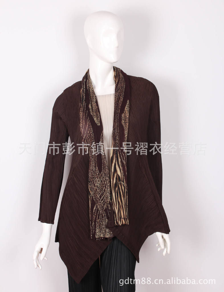 <em>特色</em>外贸<em>女装</em> 整件压褶 褶皱 欧日韩原单 假围巾