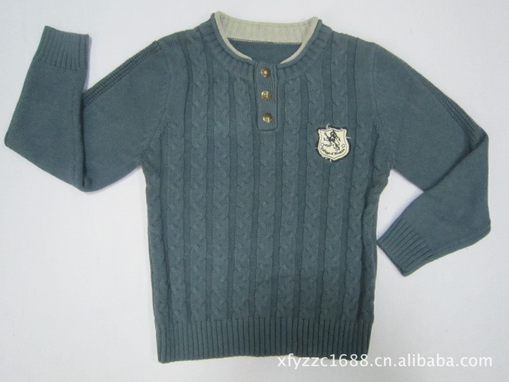 2012最新款式毛衣(男童、长袖假两件套、开胸