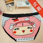 N2011黑色款 女纯棉卡通可爱三角裤少女学生中腰无痕平角裤y30