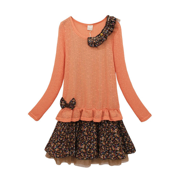 2012秋冬新款 <em>恬心女孩</em> 碎花<em>两件套</em>长袖连衣裙