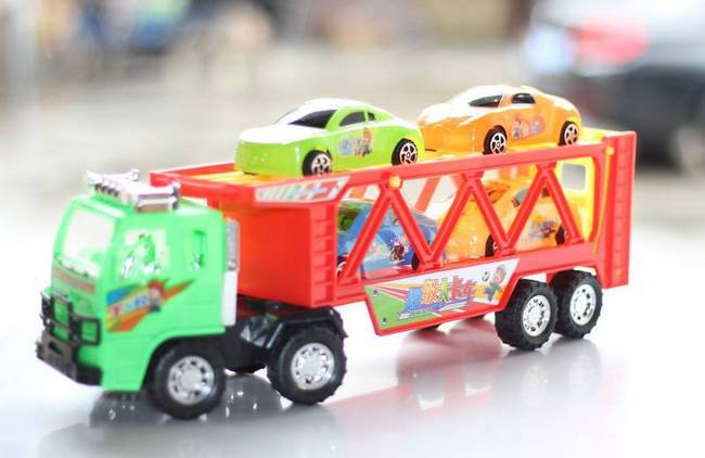 儿童益智玩具 装卸卡车 运载汽车的工程车 双层