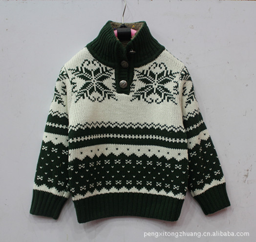 【童装爆款批发儿童<em>毛衣</em>男童加厚提花 款<em>领子</em>
