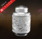 纯银茶具-纯银制品-纯银茶叶罐- 高工艺山茶花茶叶罐大号