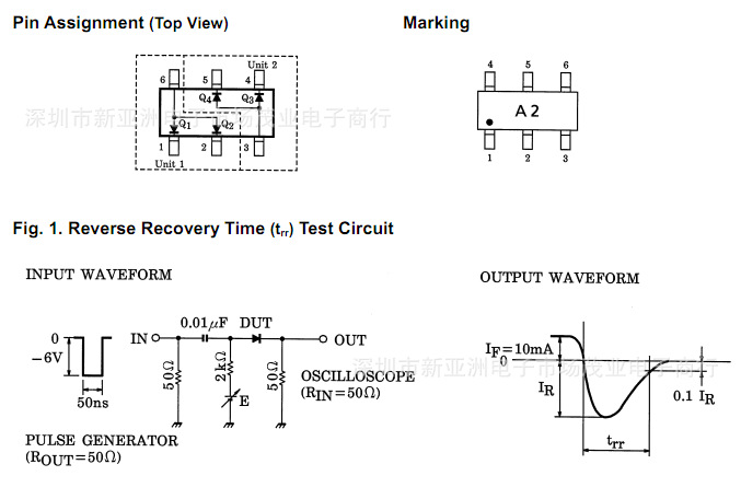 【HN1D01F\/复合开关二极管\/80V 0.1A 1.6nS\/
