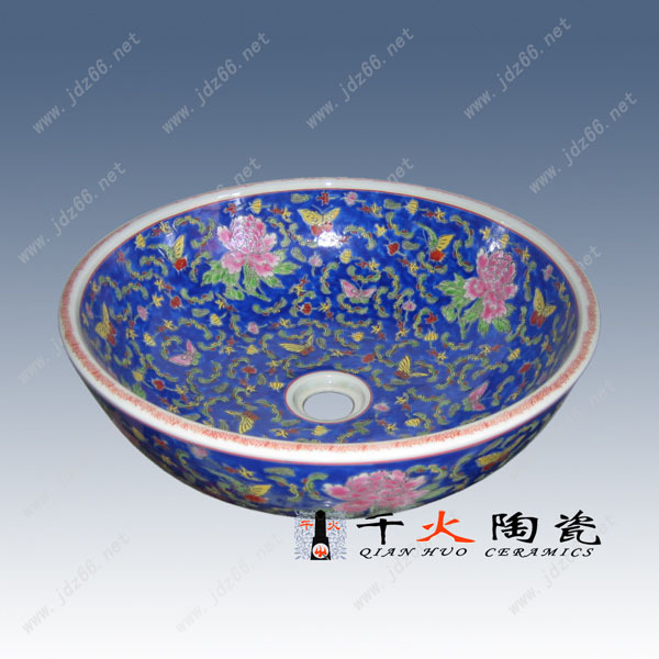 5粉彩牡丹陶瓷洗脸盆LPQT00119005 14-41
