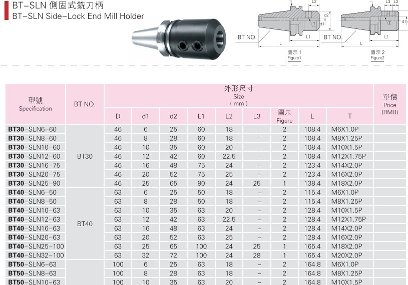 bt-sln侧固式刀柄 韩国nek进口加工中心刀柄bt30bt40bt50机床刀柄图片