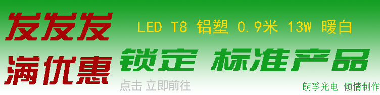 LED T8 铝塑 0.9米 13W 暖白