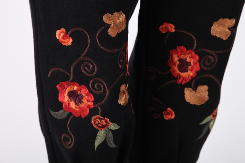 【秋冬新款中老年<em>休闲</em>裤 中式<em>绣花</em>棉麻<em>女裤</em>TY