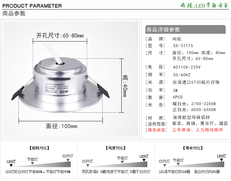 尚炫DL-31115LED筒灯参数