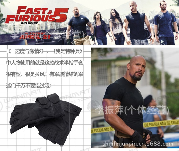 黑鷹半指手套黑色-12