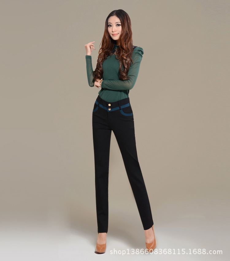 <em>批发</em>采购女式休闲裤-黑色拼接<em>女裤批发</em>采购-女